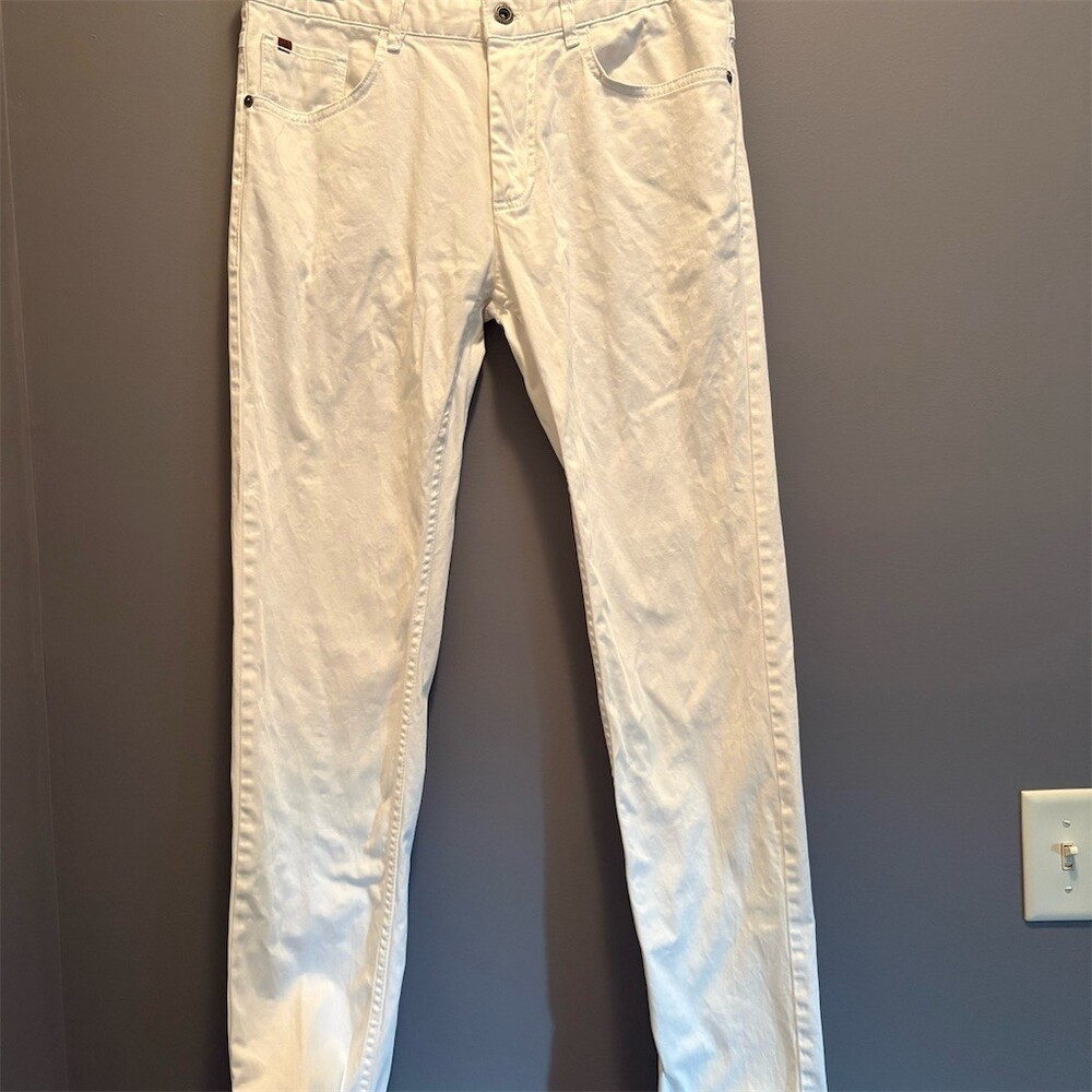 Zara  Mens Size 32 White Straight Leg 5-Pocket Button Fly Pants